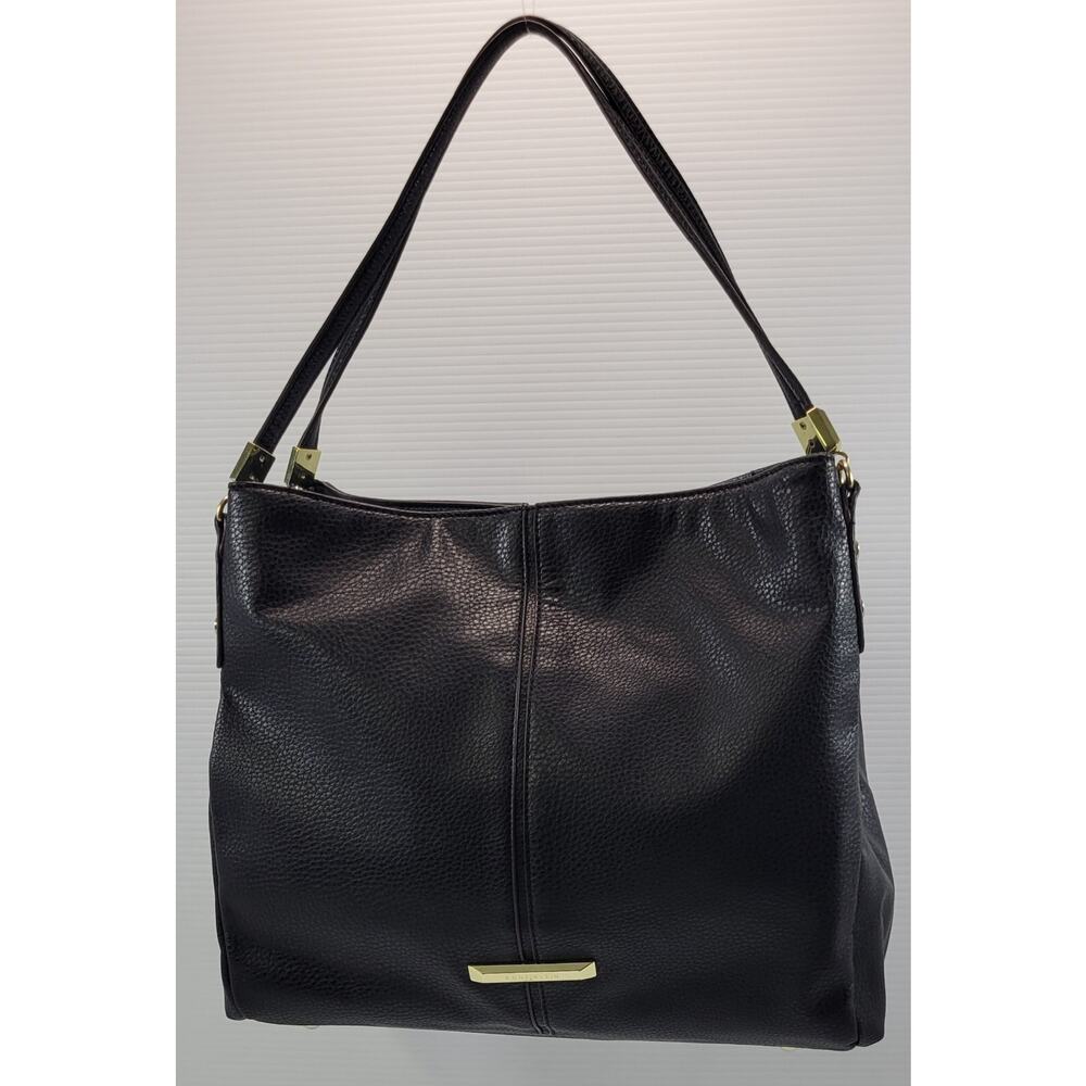 *Z1) Anne Klein Black Faux Pebble Leather Shoulder Tote Hand Bag Purse - Picture 2 of 16